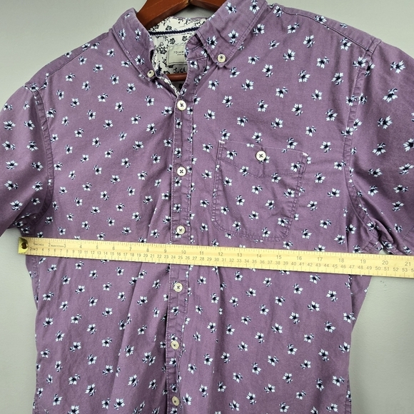 7DIAMONDS All Over Floral Print Short Sleeve Button Down Purple‎ Men Sz M Preppy - Picture 8 of 13